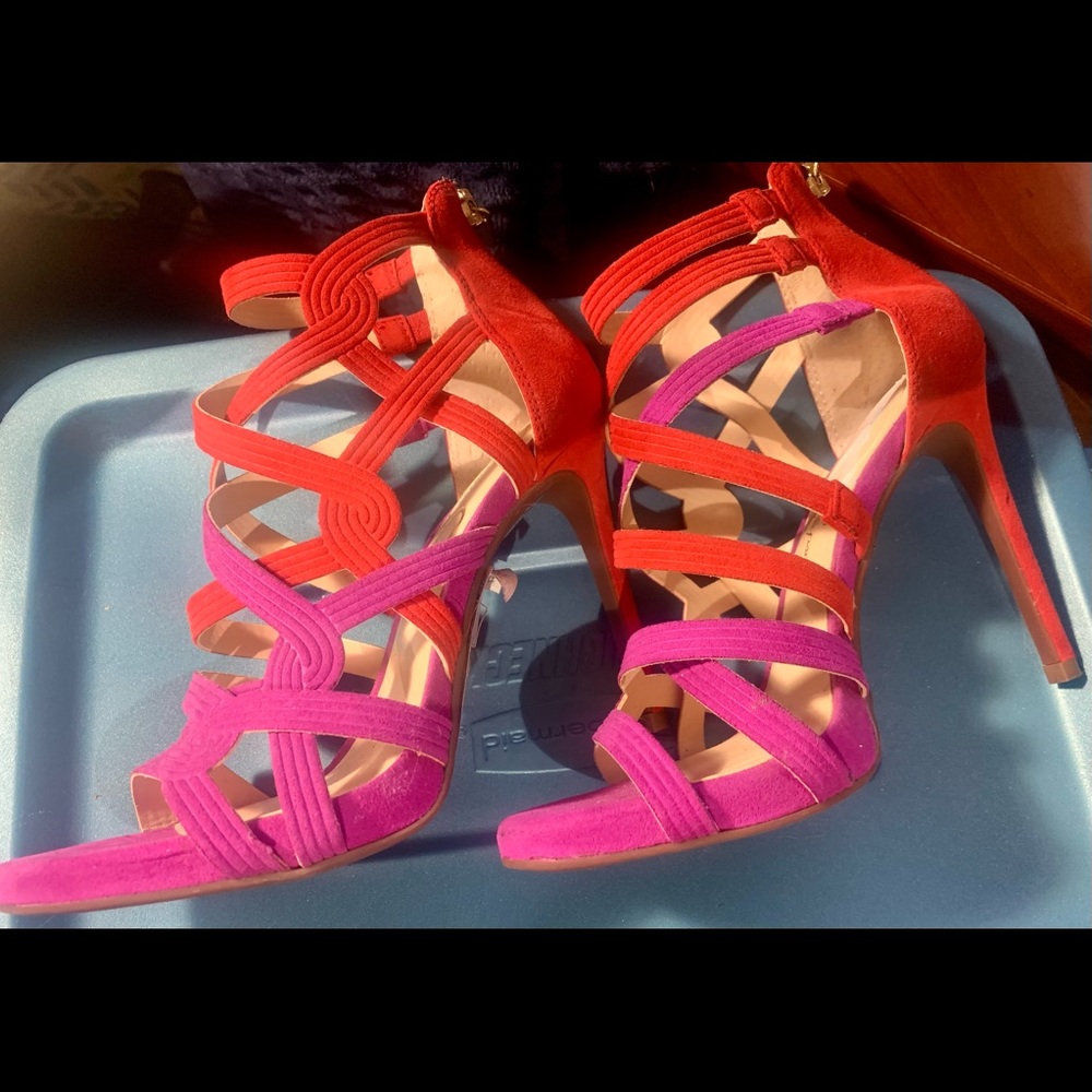 Women’s suede open toe stiletto